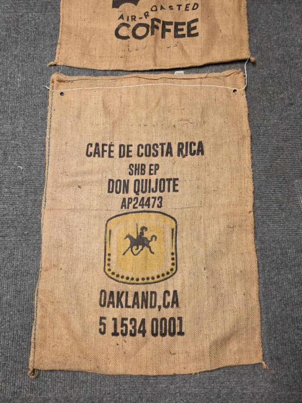 Home Decor - Coffee Brand Burlap Sacks - Lot of 2 - Size 40